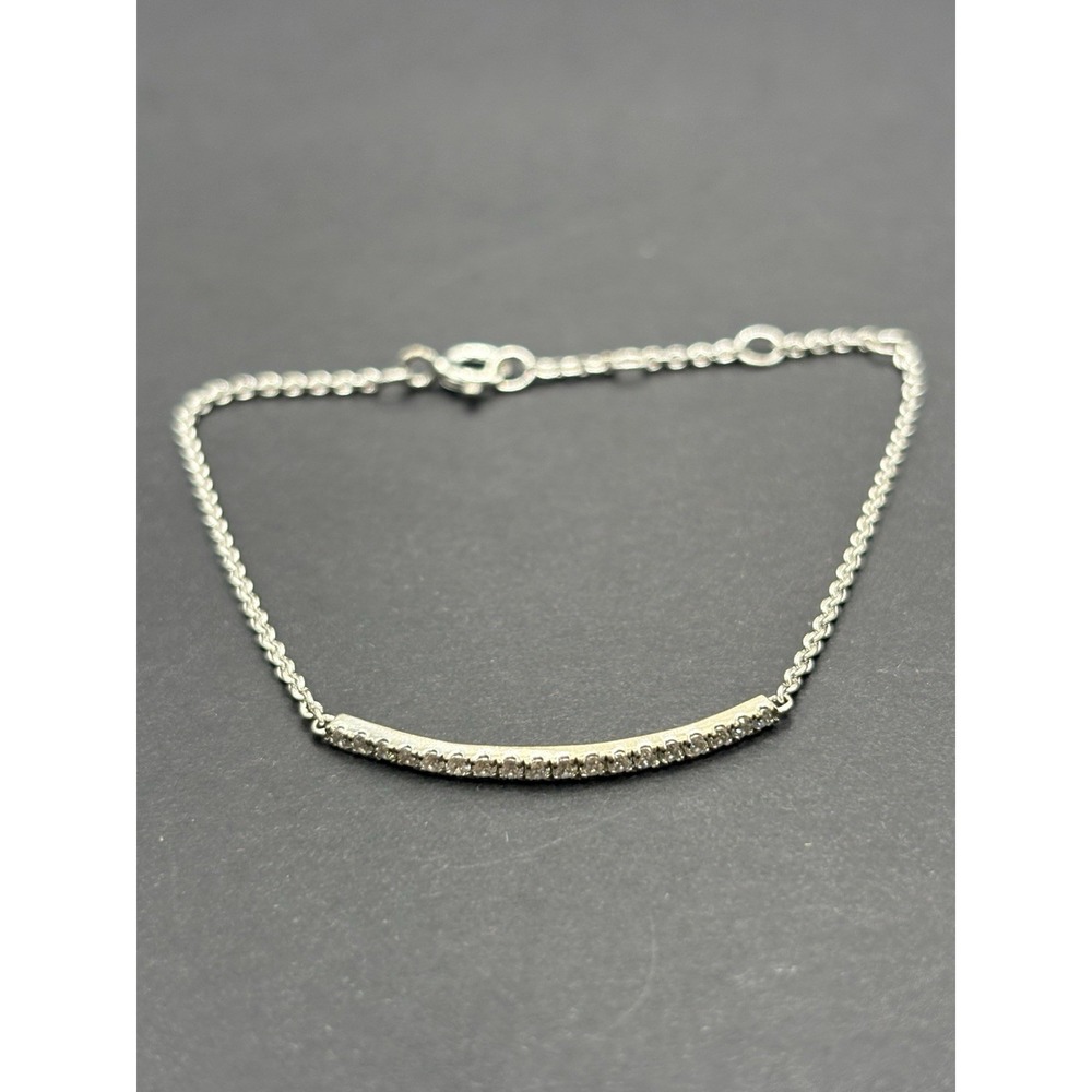 EUC 7" Sterling Silver Cubic Zirconia Bar Bracelet 925 G7